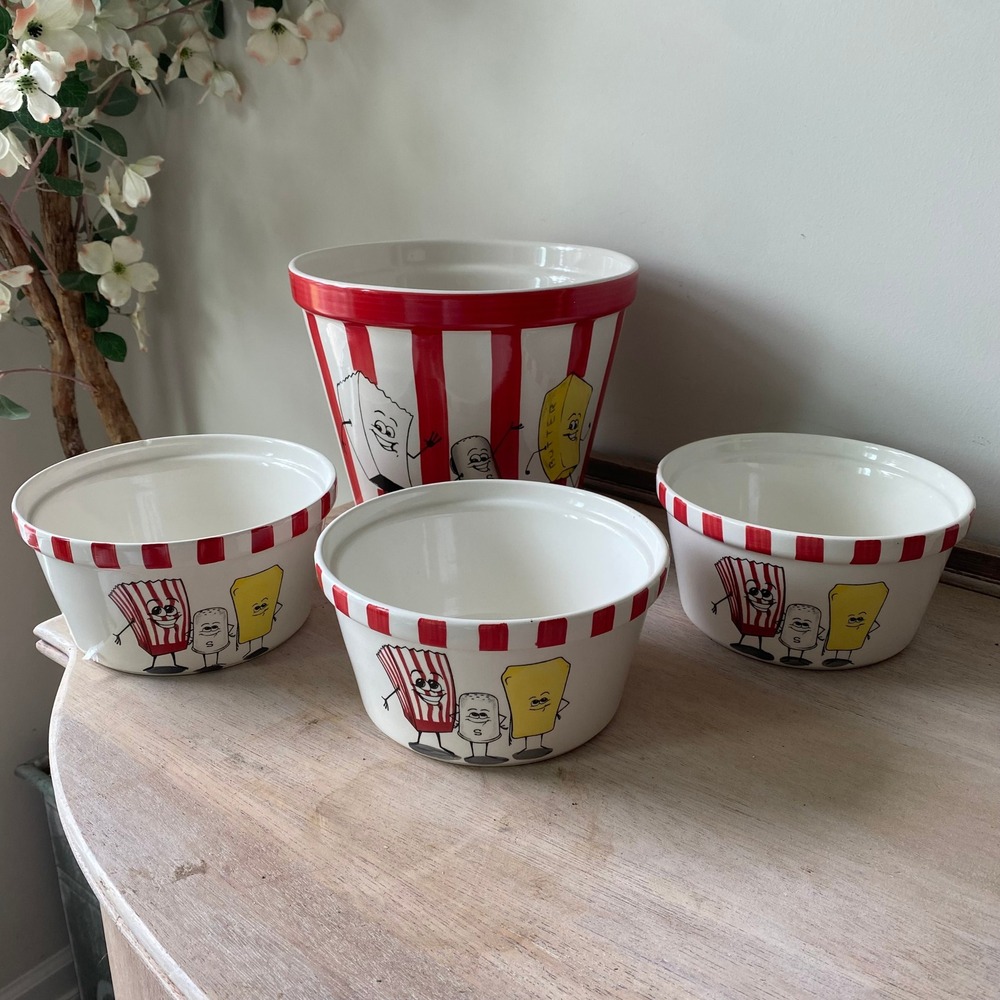 POPCORN CERAMIC TABLETOPS UNLIMITED 4 Piece Bowl Set